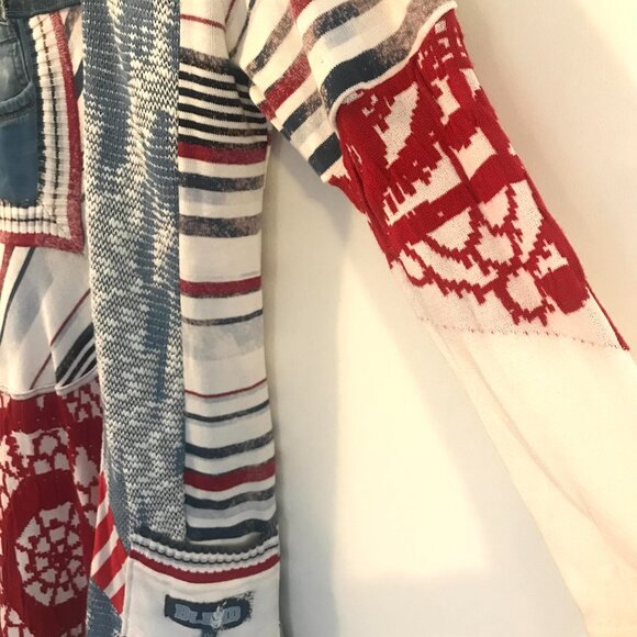 Art to wear patchwork tunic/midi dress women's M boho hippie retro denim whimsy - Picture 5 of 10